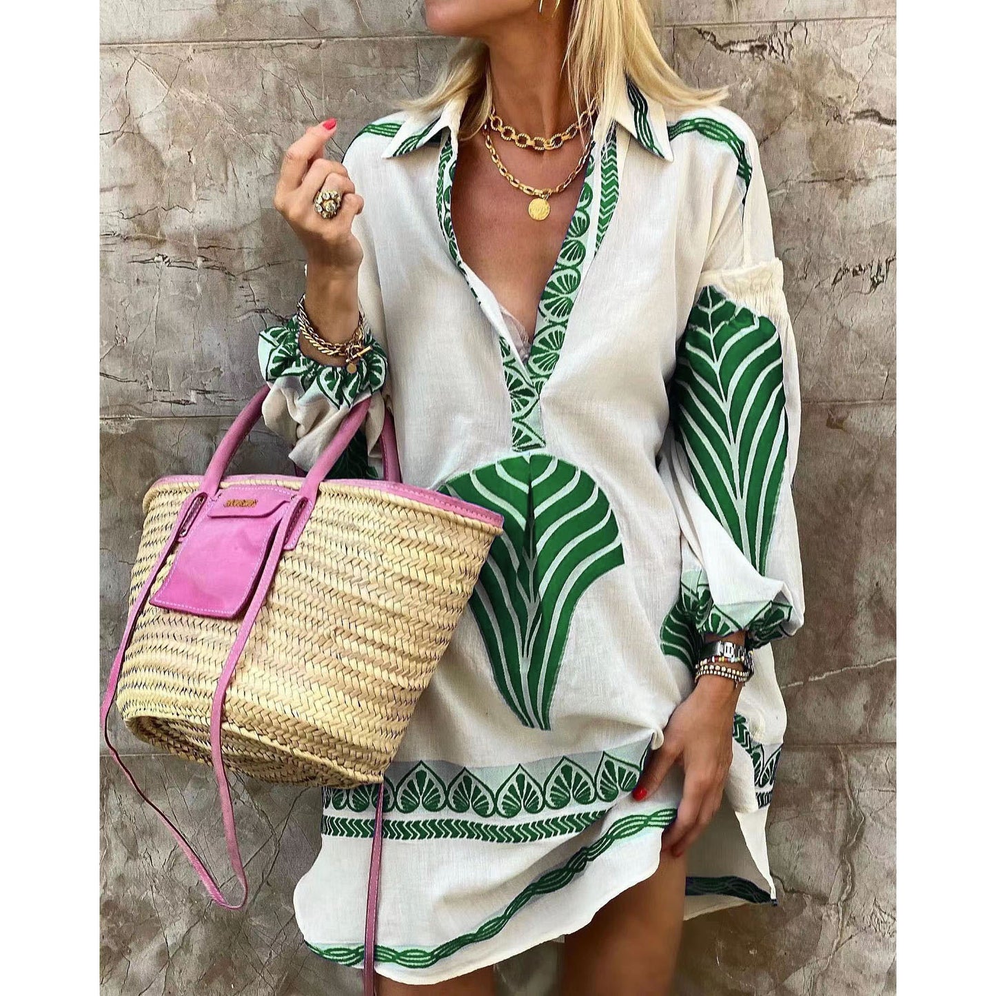 Women's Casual Long Shirt Loose Vacation Split Blouses