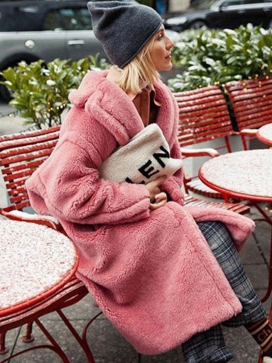 Women's Loose Fur Integrated Faux Mid-length Lamb Coats