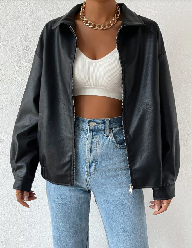 Hot Leather Retro Long Sleeve Zipper Jackets