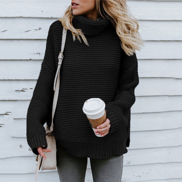 Women's Solid Color Large Commuter Turtleneck For Women's Sweater