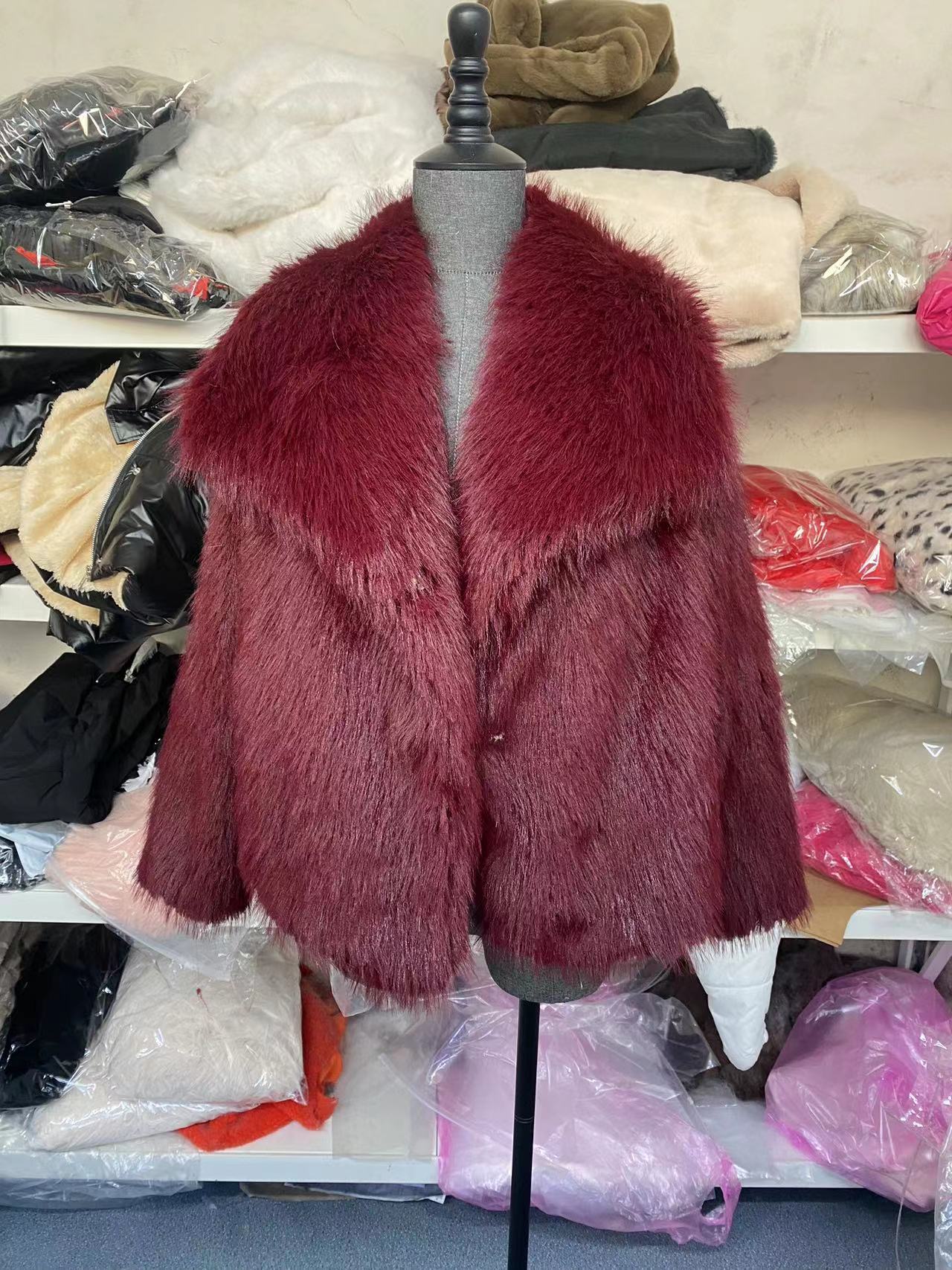 Women's Durable Fur Imitation Overcoat Black Coats
