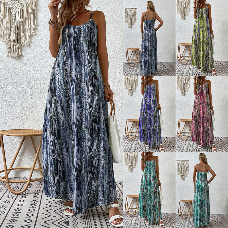 Charming New Women's Printing Slip Gradient Dress