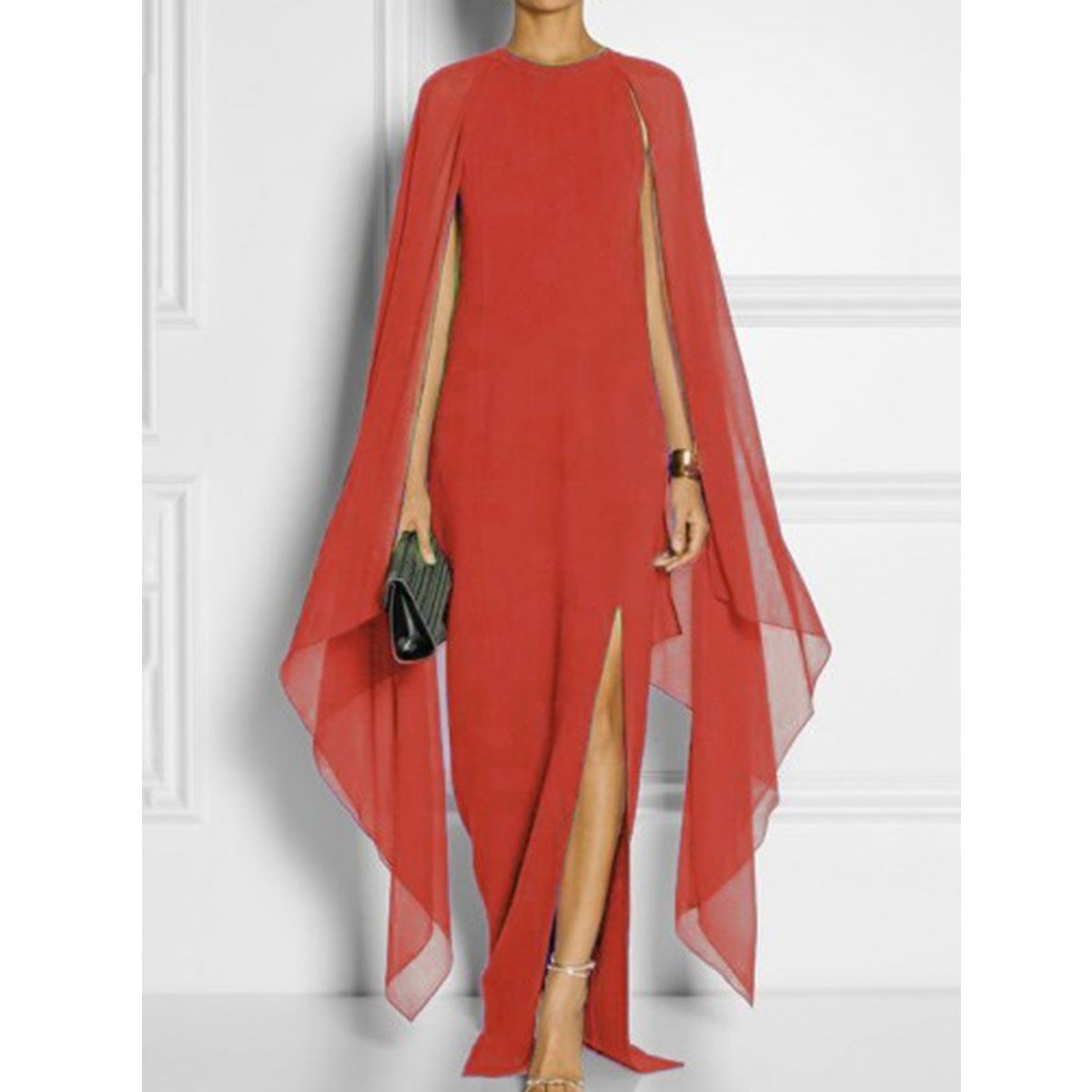 Dress Fashion Solid Color Shawl Slit Dresses