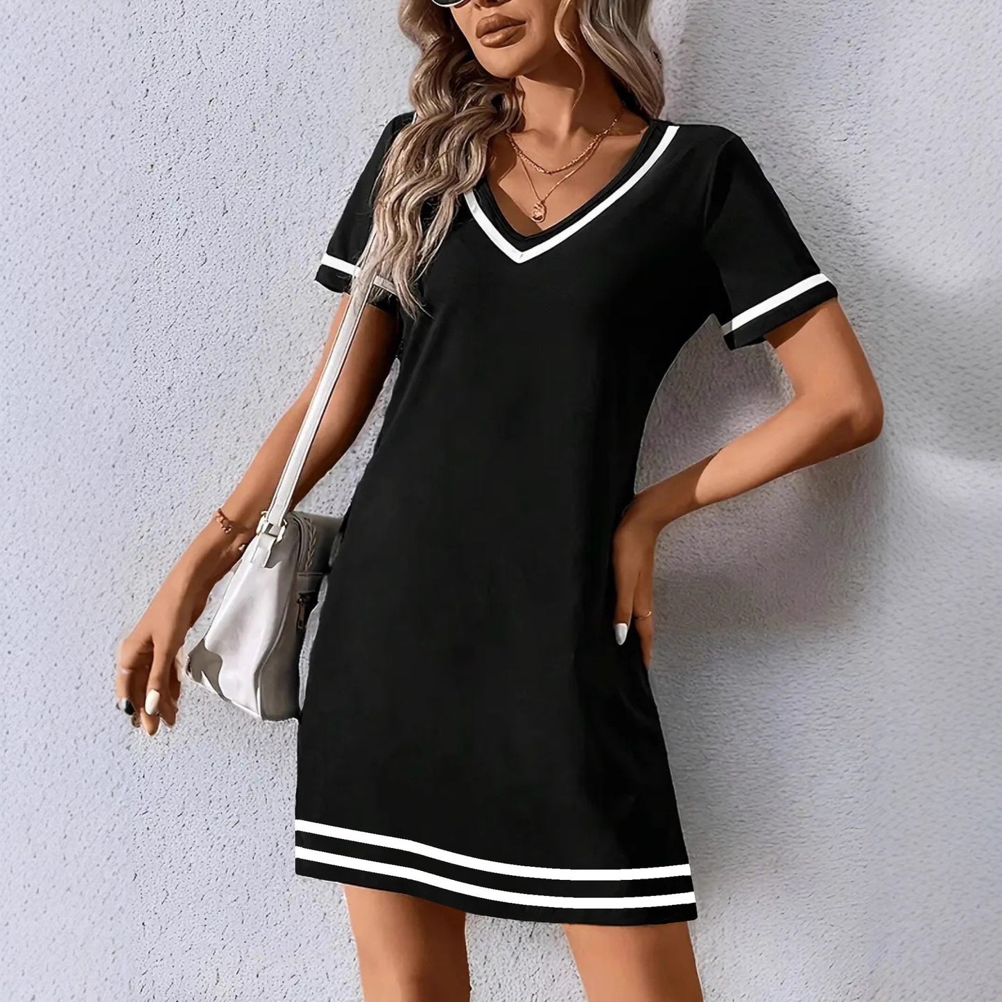 Women's Summer Elegant Striped Boat Anchor Casual Dress