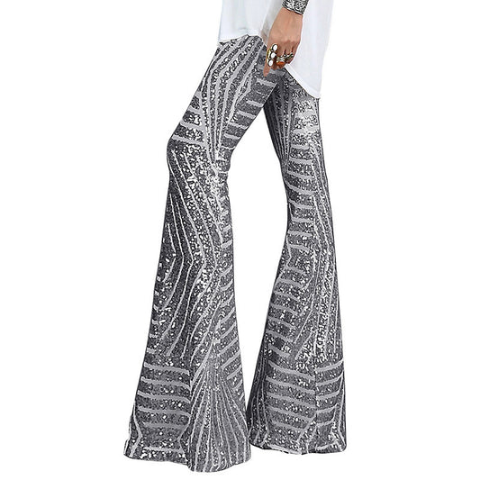 Women's Bell-bottom Sequin Casual Sequins Wide Leg High Pants