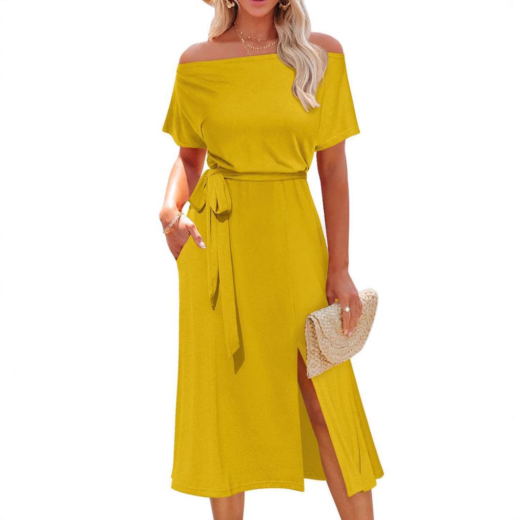 Women's Summer Sleeve Waist Slit Mid-length Shorts
