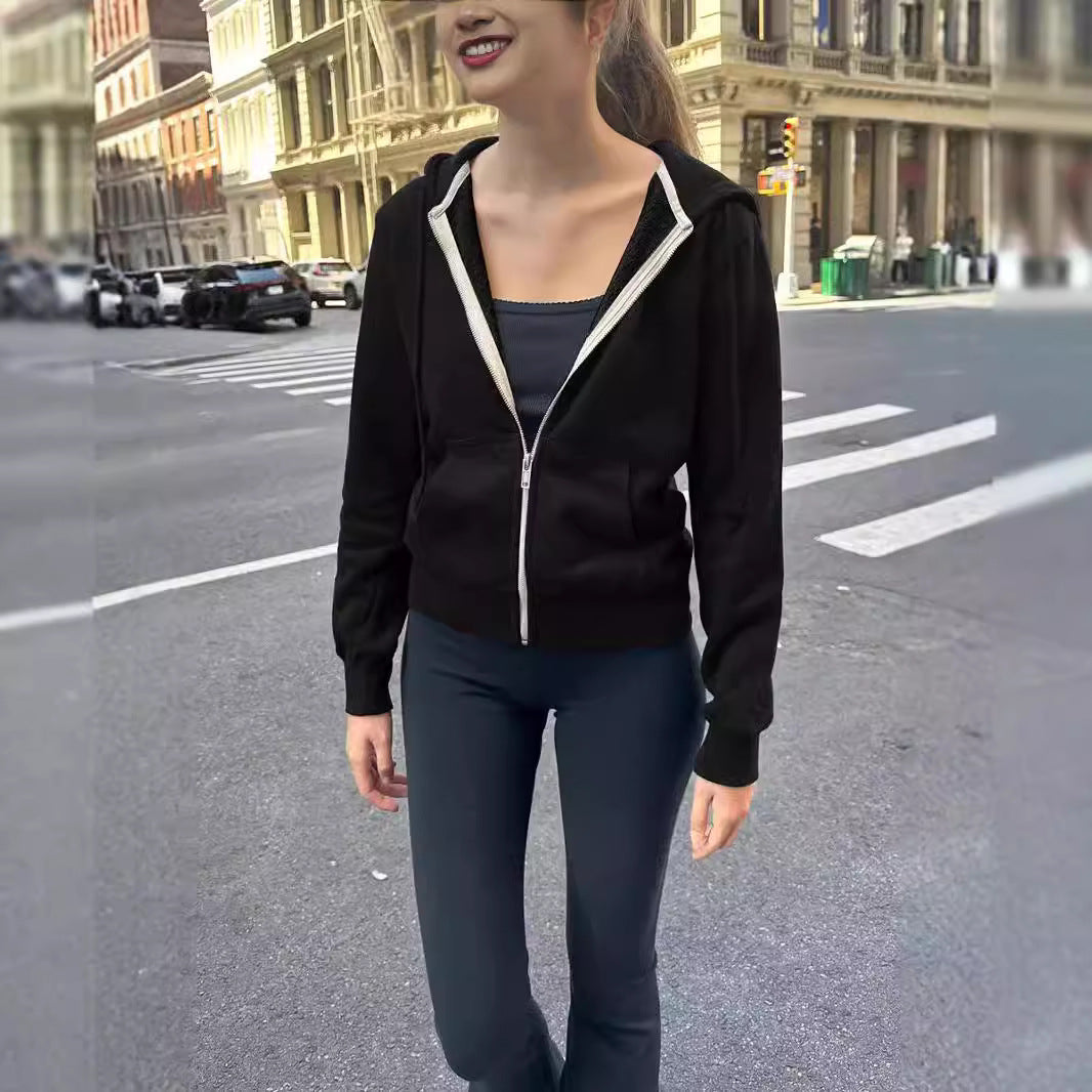 Women's With Zip Autumn Loose Trendy Hooded Long Sleeve Cardigans