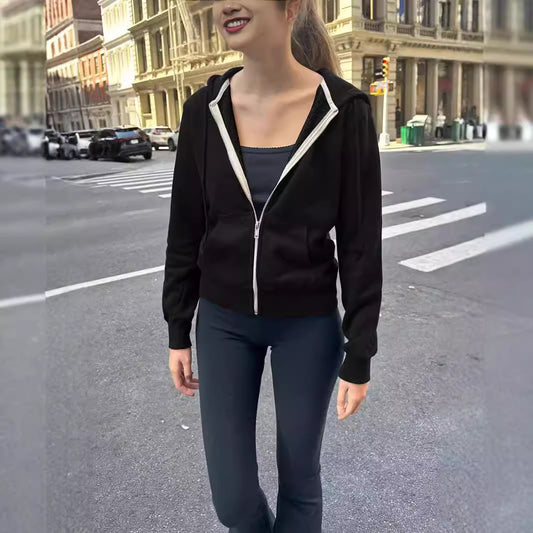 Women's With Zip Autumn Loose Trendy Hooded Long Sleeve Cardigans