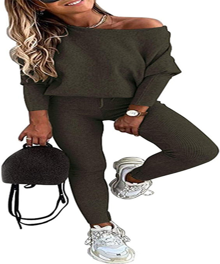 Women's Solid Color Lace Up Sports Trousers Suits