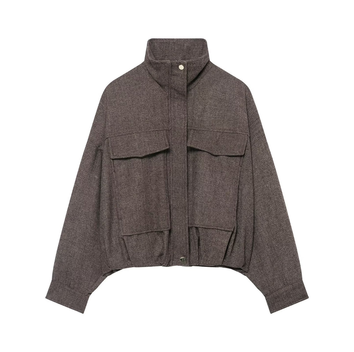 Women's Versatile Creative Herringbone Puffy Bomber Coats