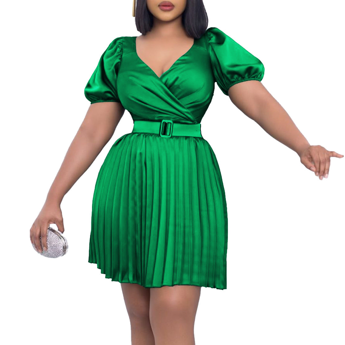 Women's Summer Fashion Wear Cinched Pleated Dress