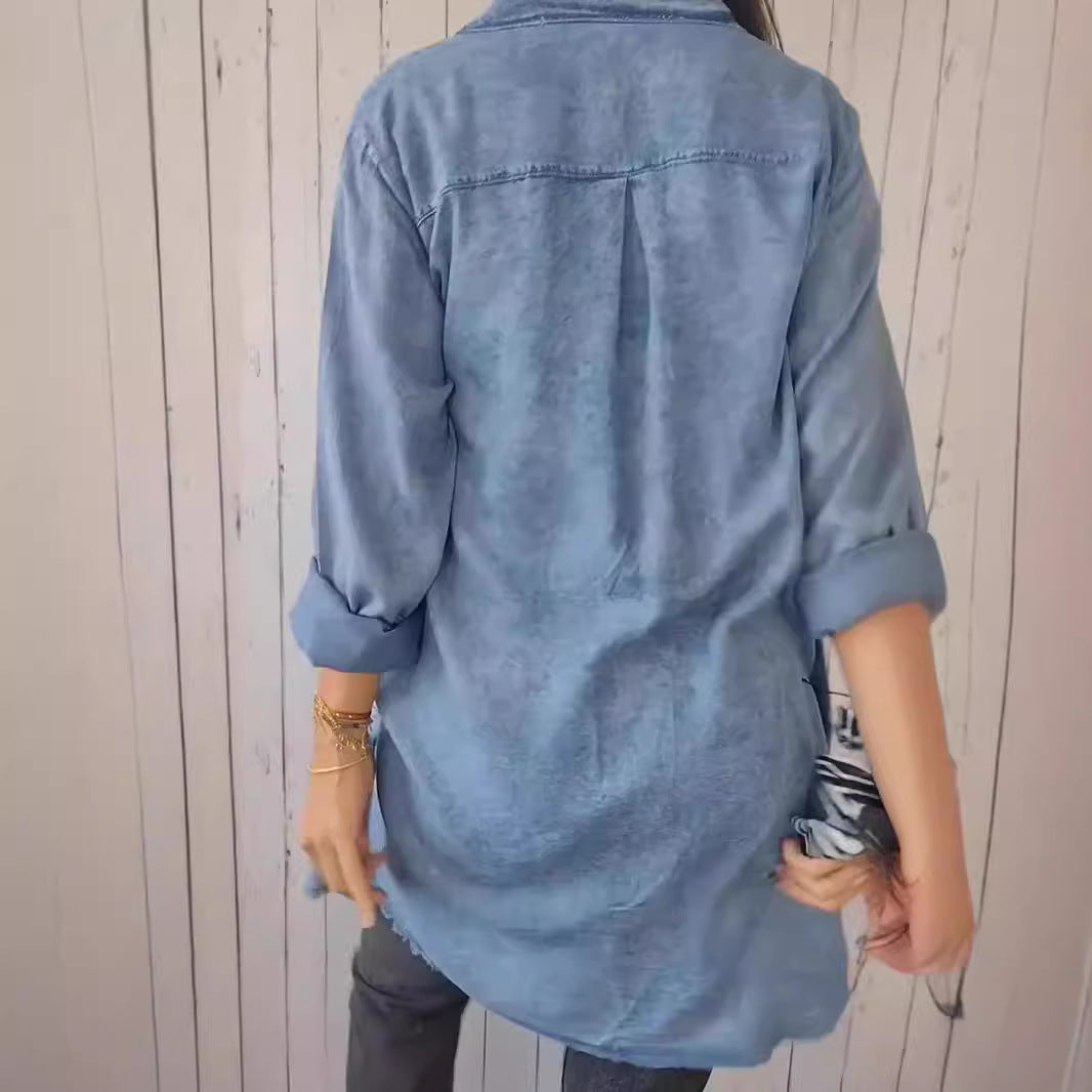 Women's Fashion Wash Water Denim Dress Craft Jackets