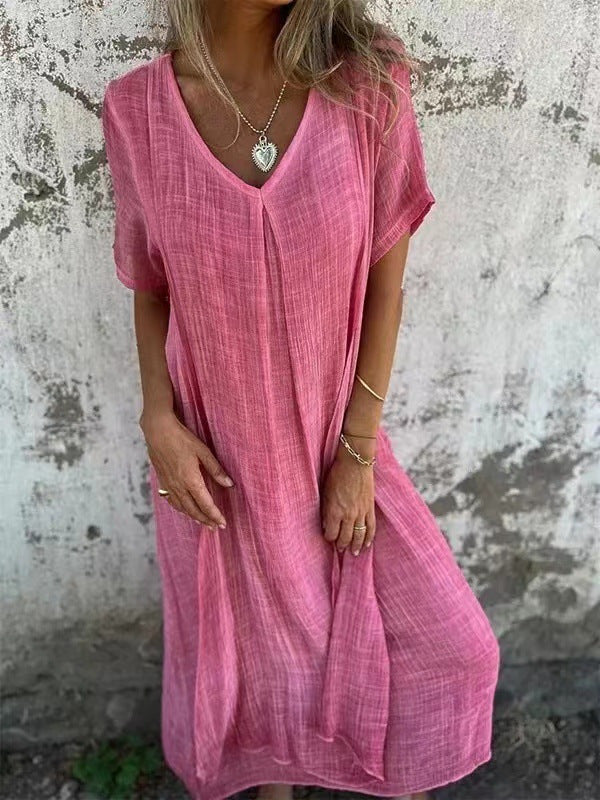 Comfortable Charming Fashion Cotton Linen Collar Dress