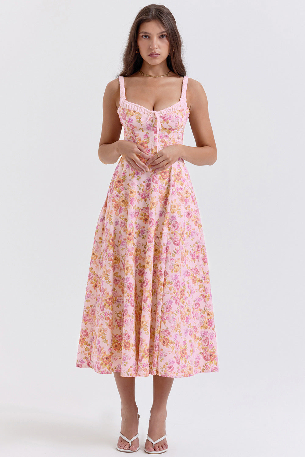 Women's Sexy Sling Stitching Printing Large Swing Dresses