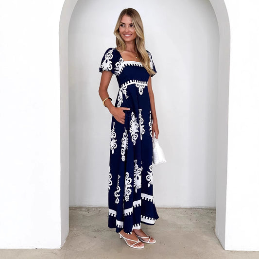 Women's Summer Vacation Style Printed Beach Dress Dresses