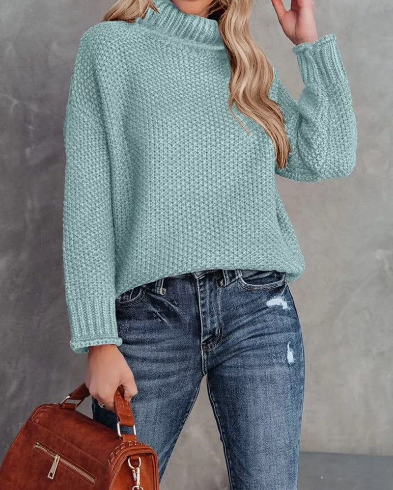 Women's Turtleneck Knitting Long Sleeve Hemming Women's Sweater