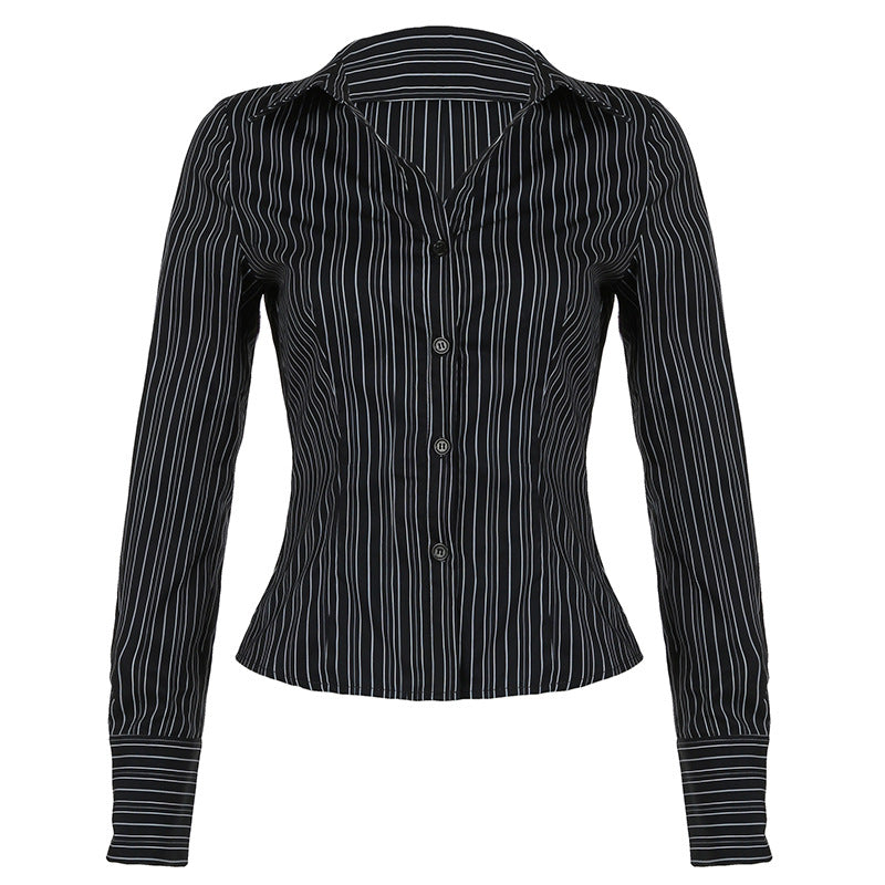 Women's Summer Lapel Breasted Long Sleeve Slim Blouses