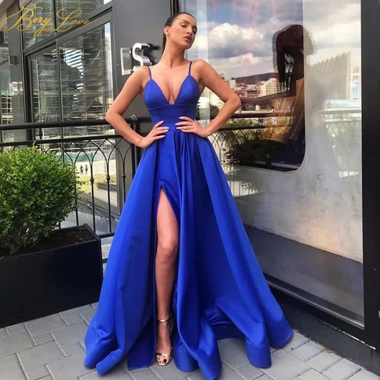 Women's Sexy Sling Dress Deep V Slit Wedding Dresses
