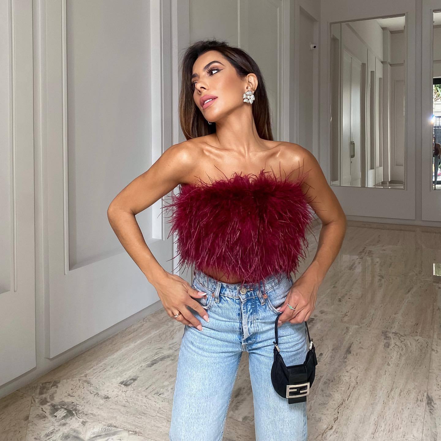 Clearance Fashion Fluffy Fur Tube Versatile Dress