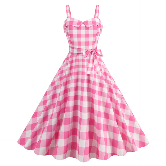Women's Spaghetti Straps Chest Wrap Polka Dot Dresses