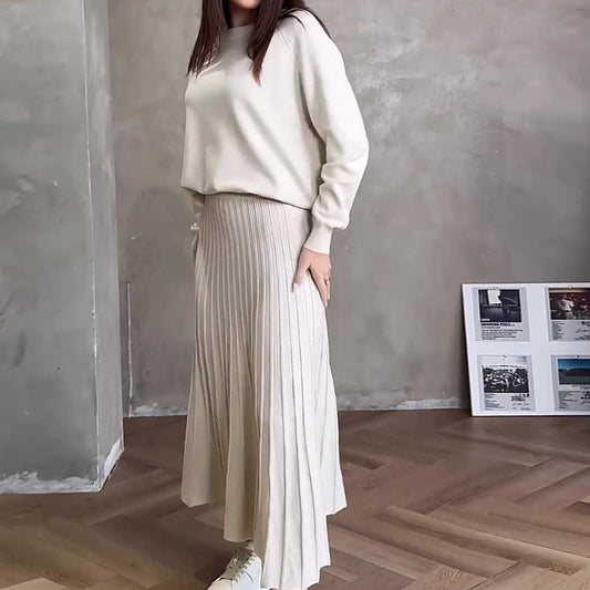 Autumn French Style Retro Crew Neck Dresses