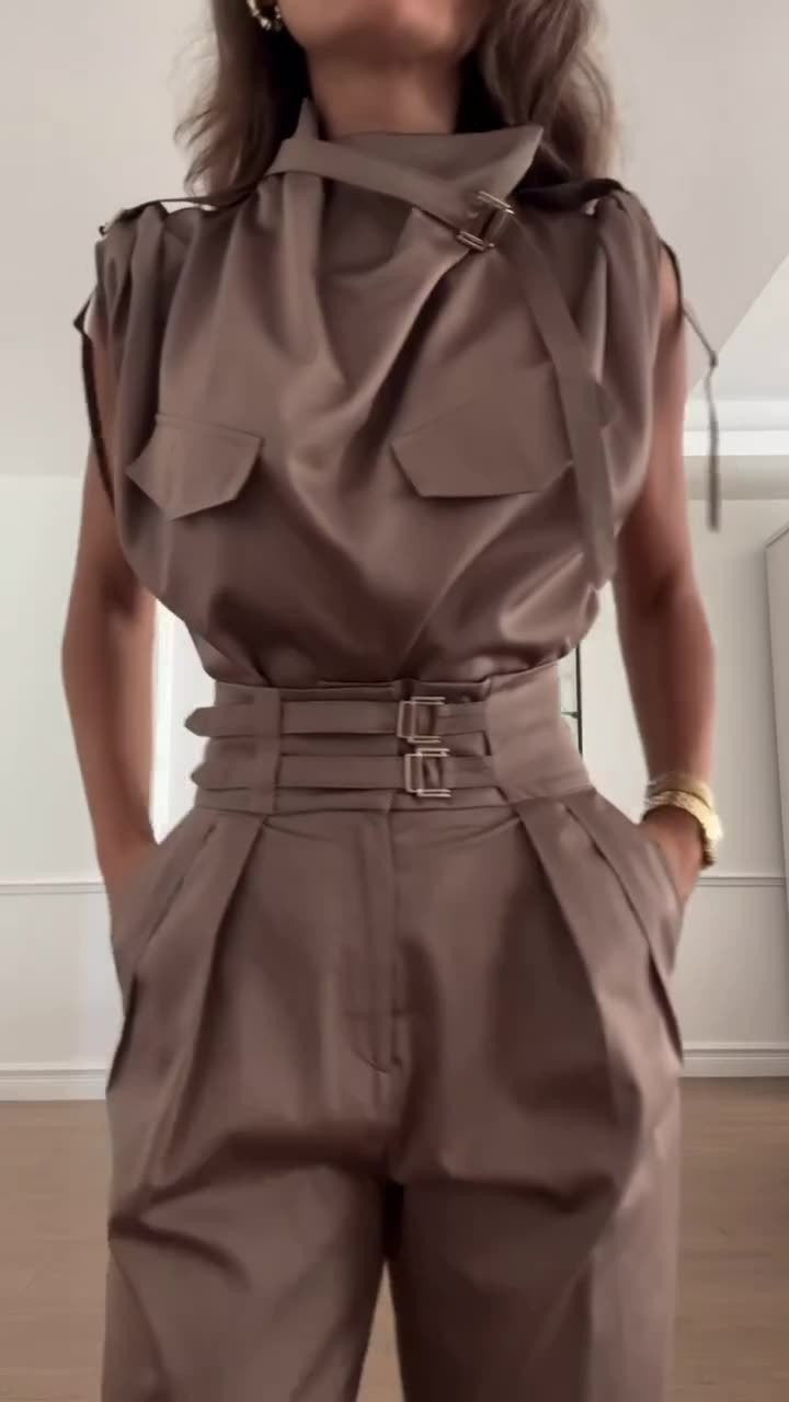 Women's Summer Sleeveless Solid Color Temperament Commute Suits