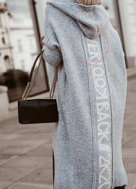 Versatile Long Hooded Alphabet Knitting Long-sleeved Cardigans