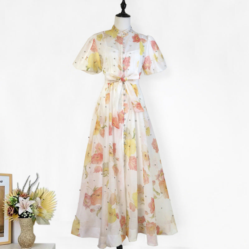 Women's Elegant Lantern Sleeve Single-breasted High Quality Shorts