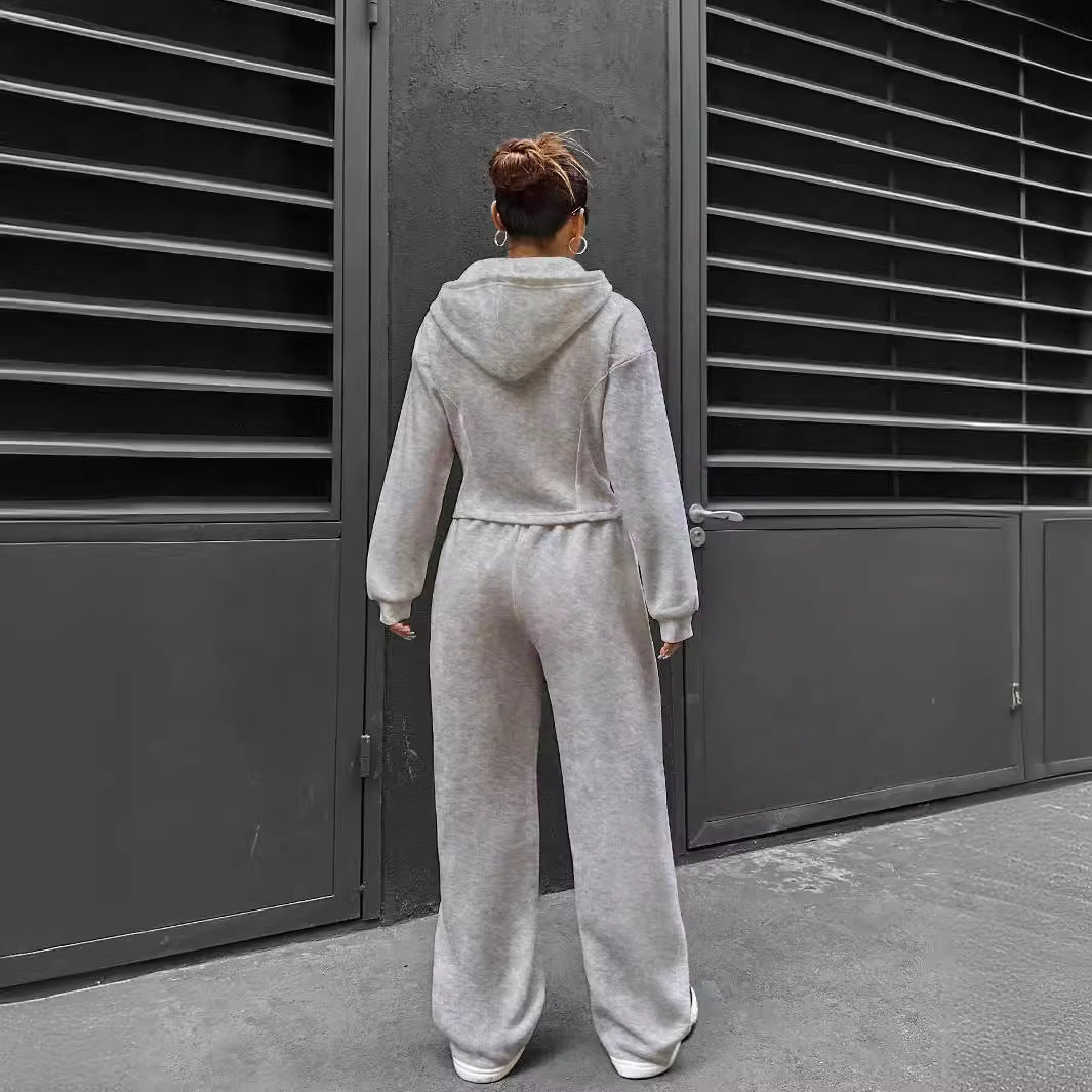 Women's Two Piece Set Trendy Hooded Slim Suits
