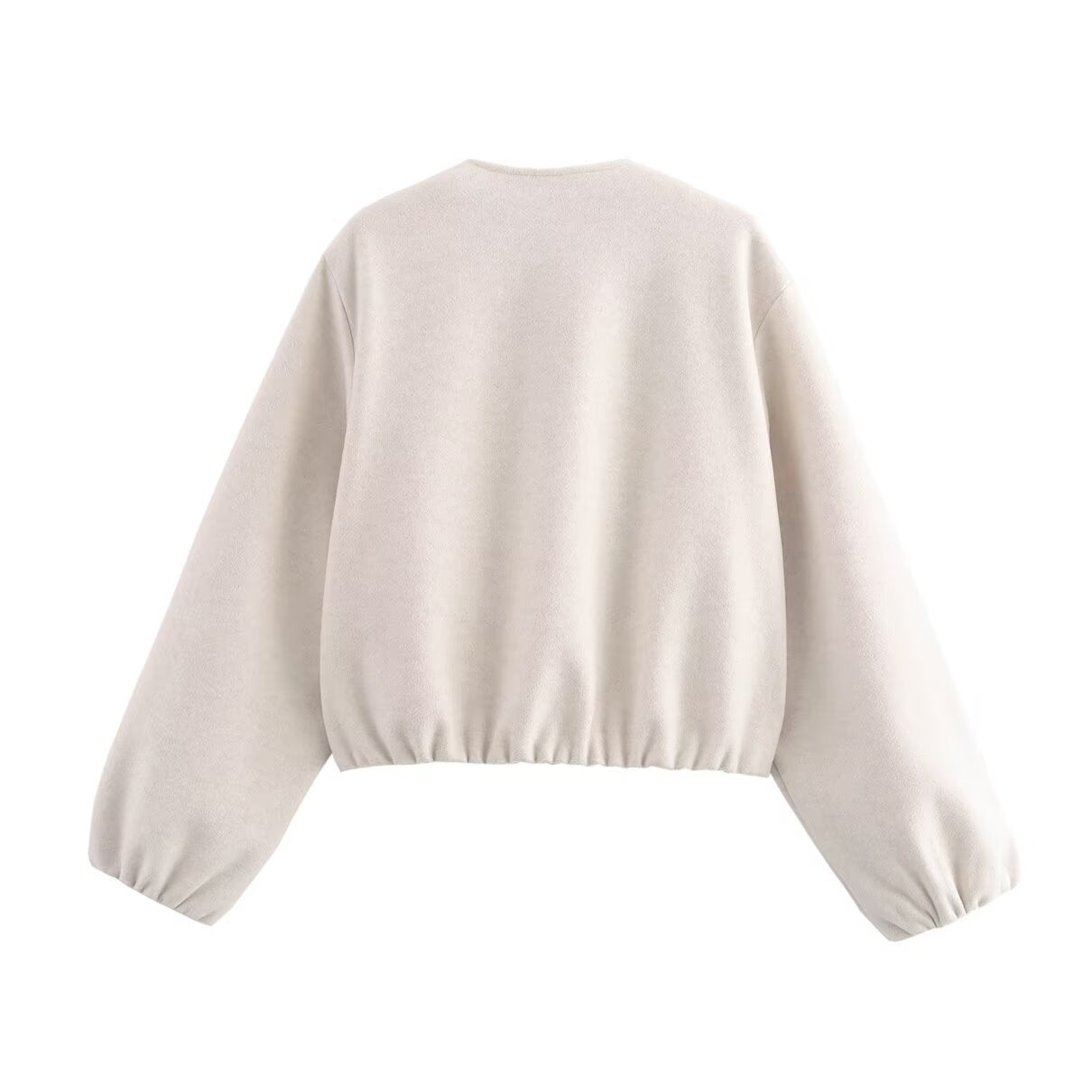 Women's Autumn Loose Zip Woolen Round Neck Jackets