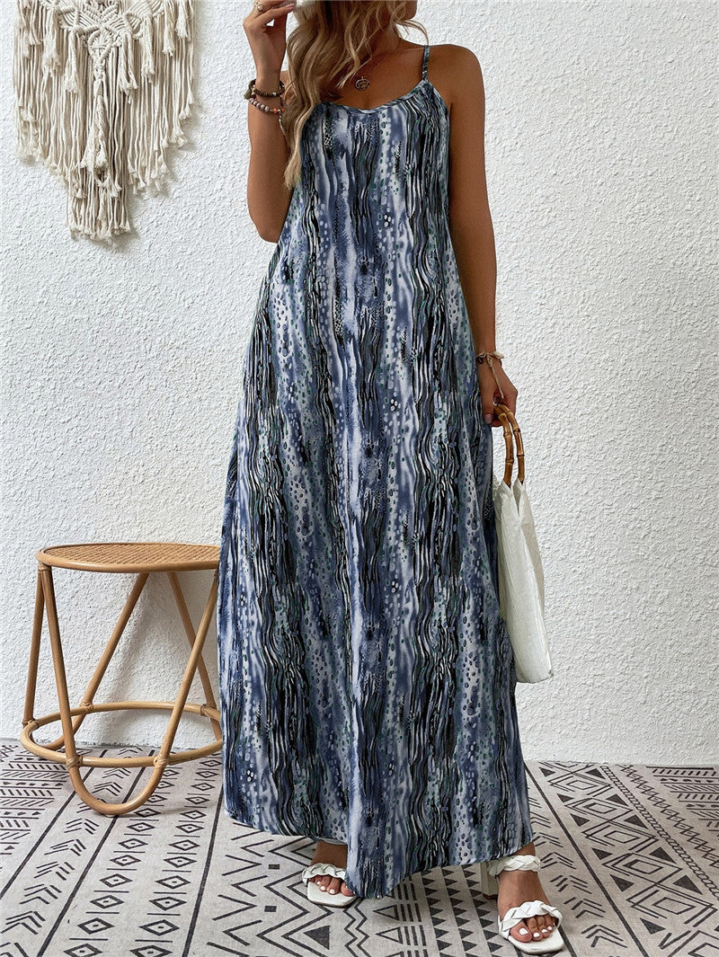 Charming New Women's Printing Slip Gradient Dress