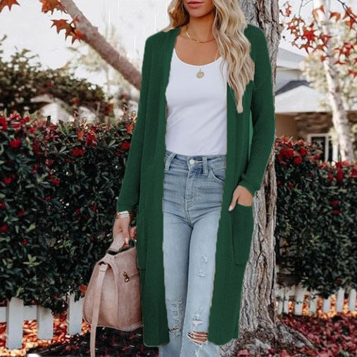 Women's Large Solid Color Long Knitted Women's Sweater