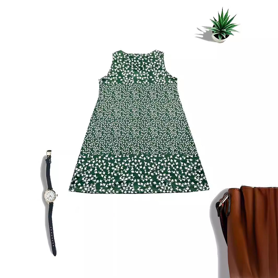 Women's Summer Small Floral Print Sleeveless Ladies Dress
