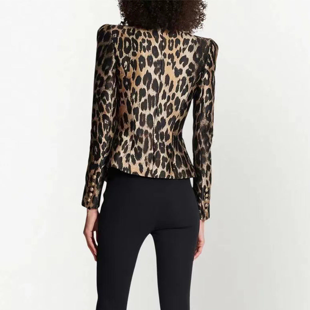 Retro Style Fashionable Fashion Leopard Print Blazers