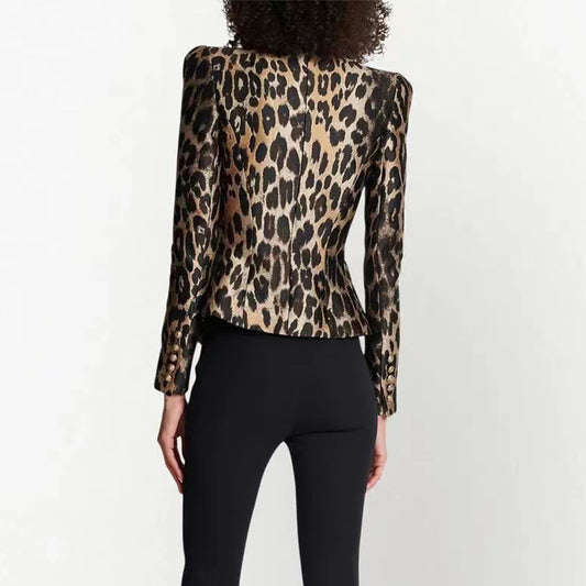 Retro Style Fashionable Fashion Leopard Print Blazers