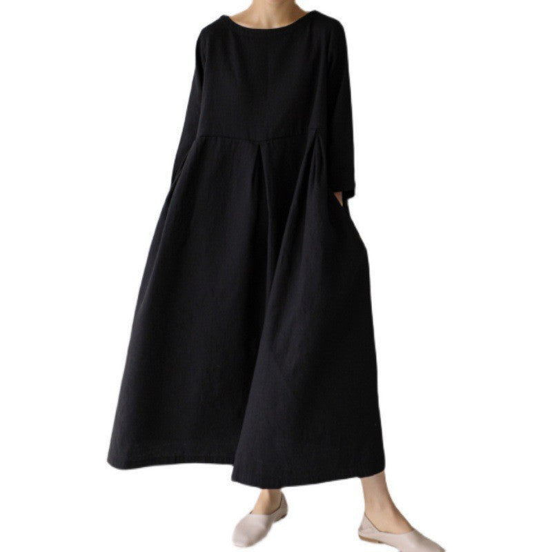 Women's Dress Fat Korean Style Cotton Linen Dresses