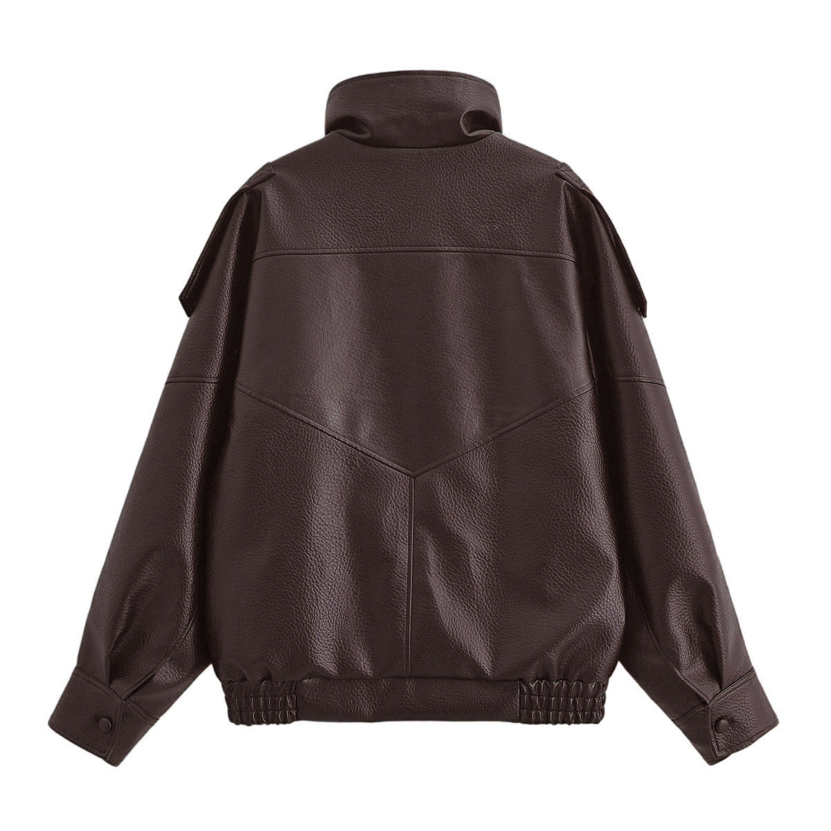 Women's Homemade Fashionable Casual Lychee Leather Coats