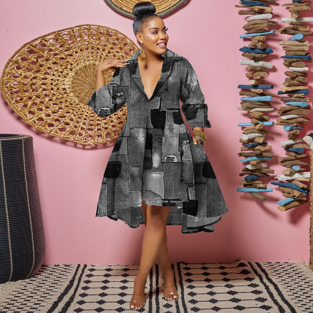 Deep Lapel Color Dress Nightclub Uniforms Uniform