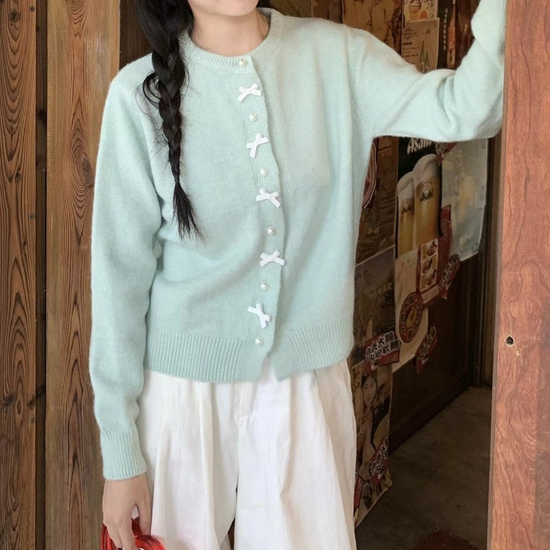 Korean Style Sweet Red Bow Younger Fashion Women's Sweater