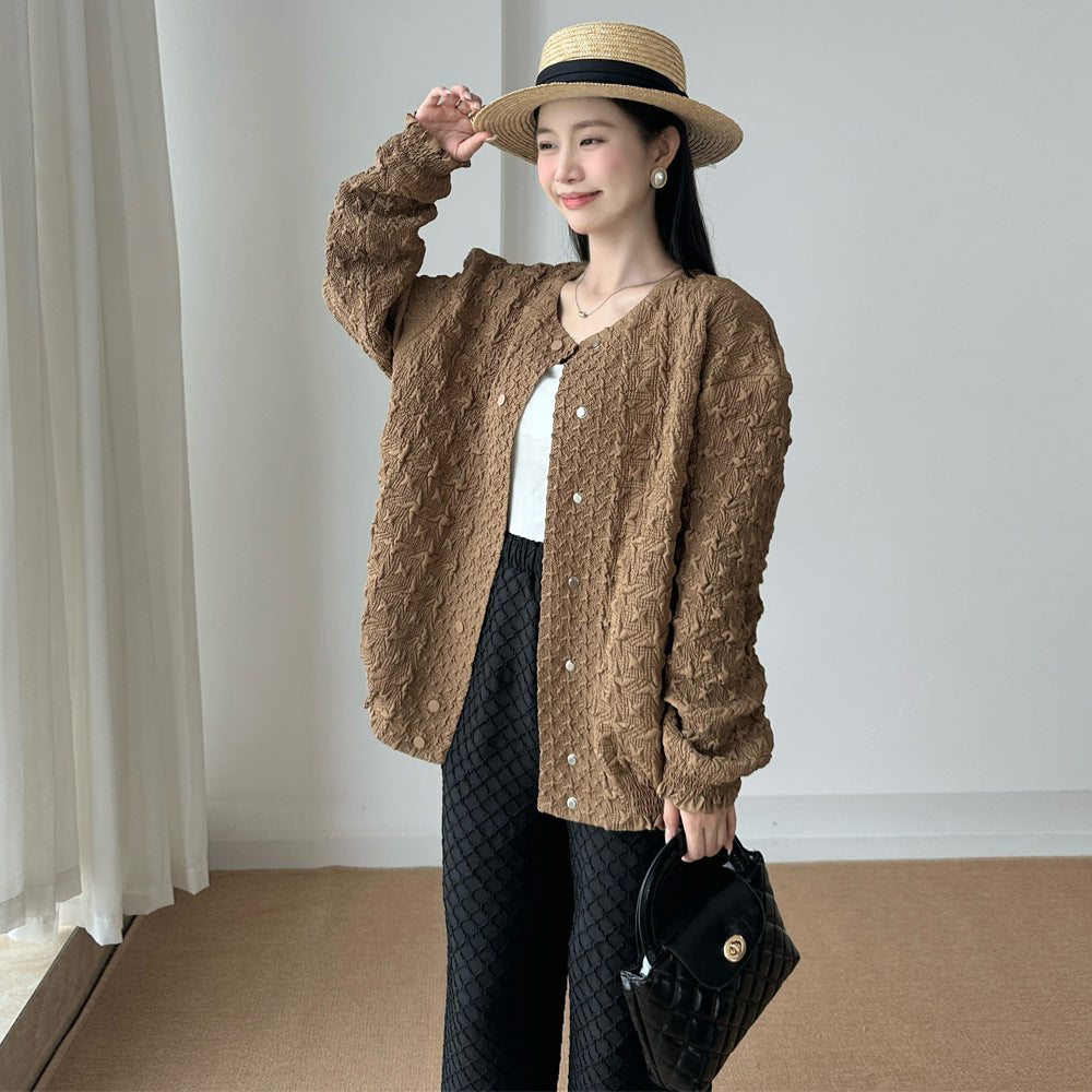 Pleated Baseball High Sense Counter Basic Style Coats