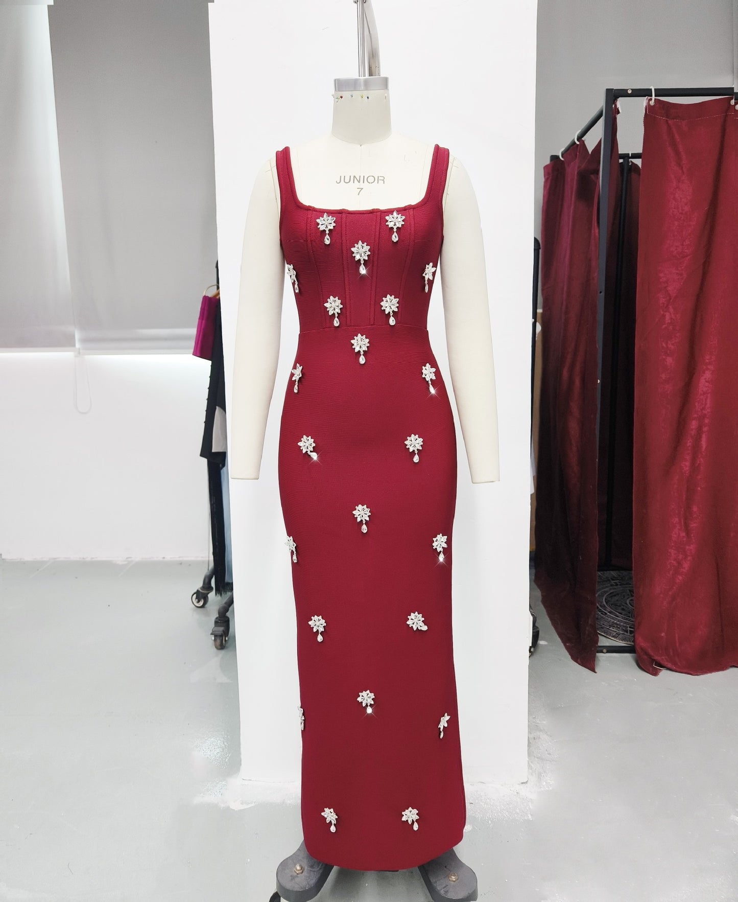 Women's Square Collar Diamond Bandage One-piece Dress Dresses
