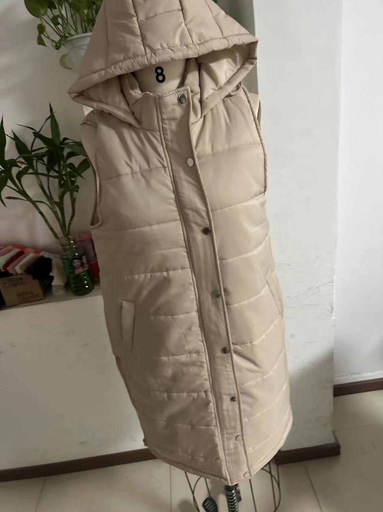 Long Cotton Casual Fashion Single-breasted Sleeveless Woman Coats