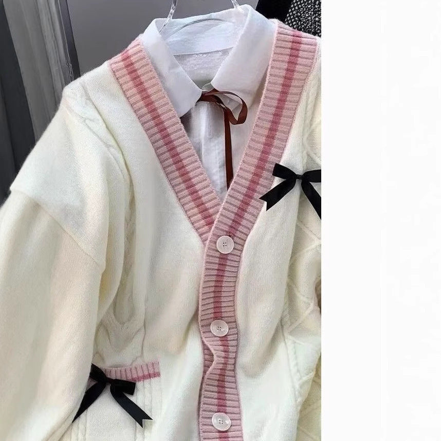 Women's Lazy Style Design Knitted Bow Twist Sweaters
