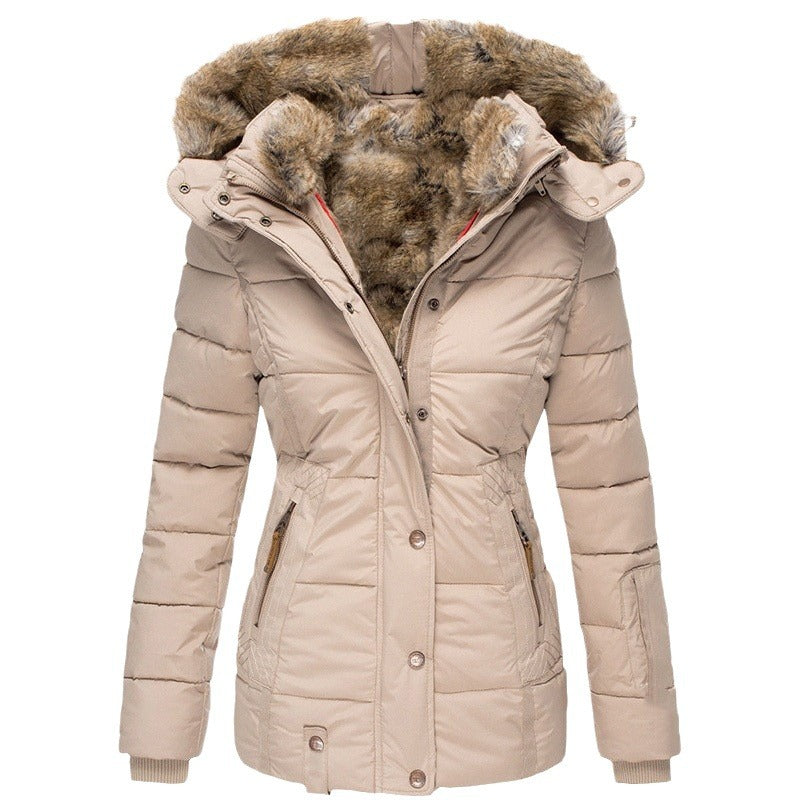 Women's Warm Fur Collar Cotton Clothes Zipper Coats
