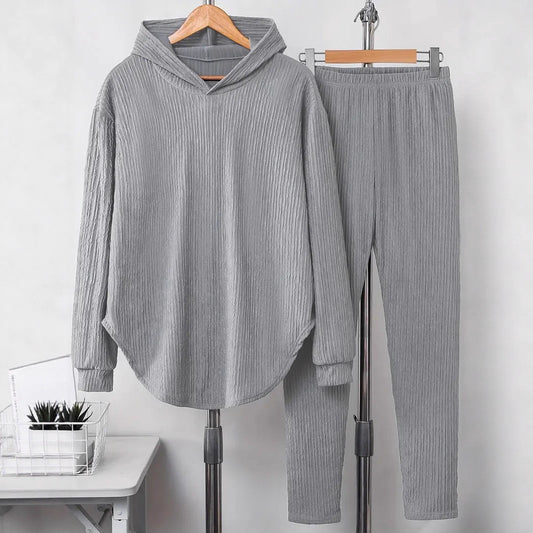 Women's Set Solid Color Long-sleeved Hooded Trousers Sweaters
