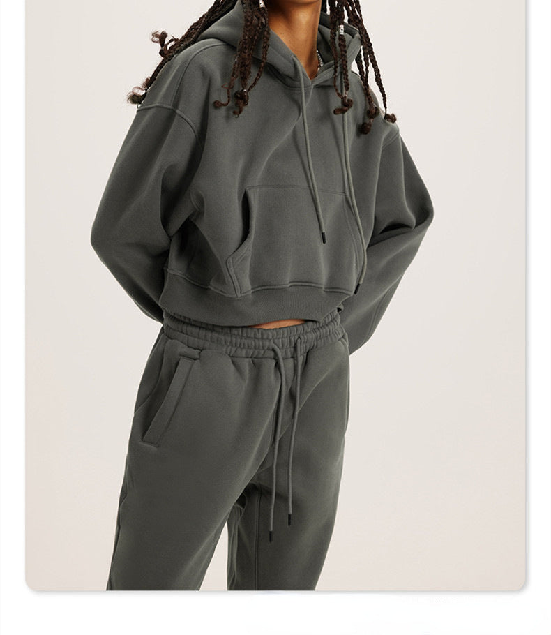 Women's Hooded Long Sleeve Two-piece Set Suits