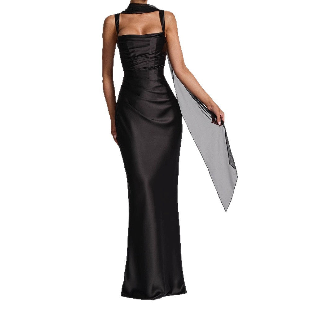 Women's Sexy Corset Backless Sleeveless Sling Solid Dresses