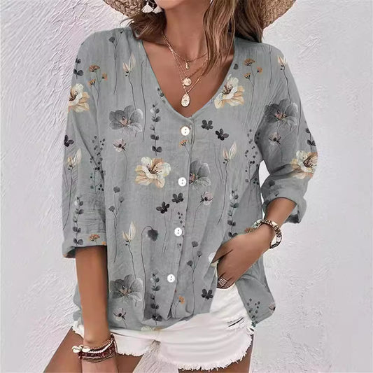 Women's Buttons Chiffon Printed Long Sleeve Cardigans