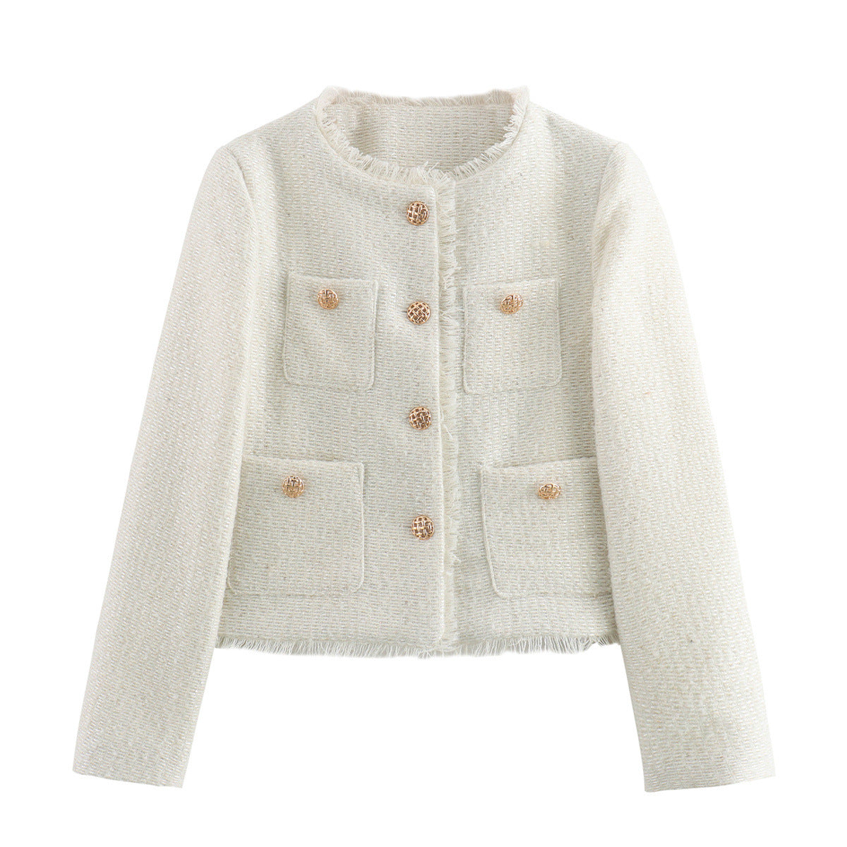Women's Commute Leisure Round Neck Long Sleeve Single-breasted Burr Coats