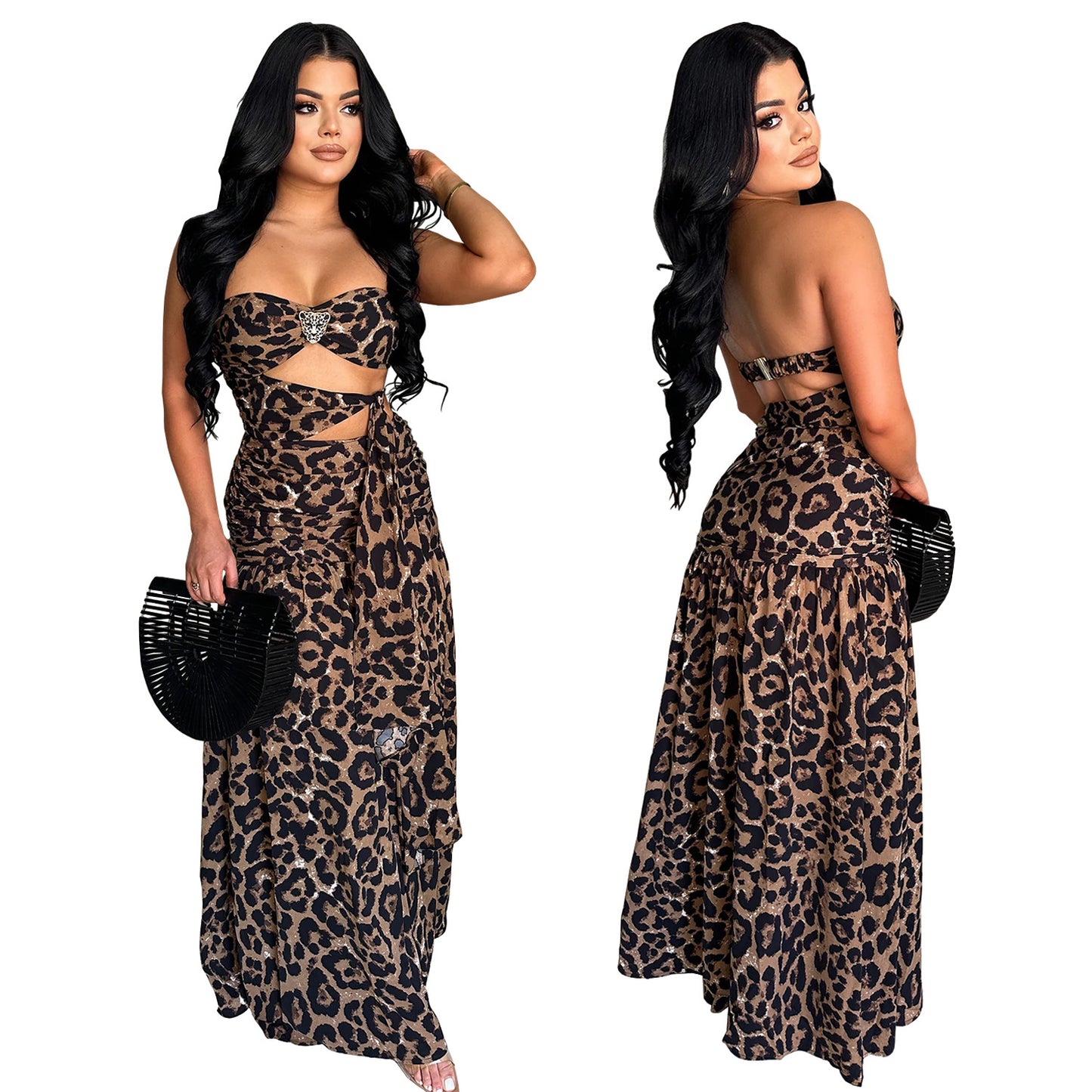 Women's Fashion Wear Sexy Leopard Print Tube Dresses